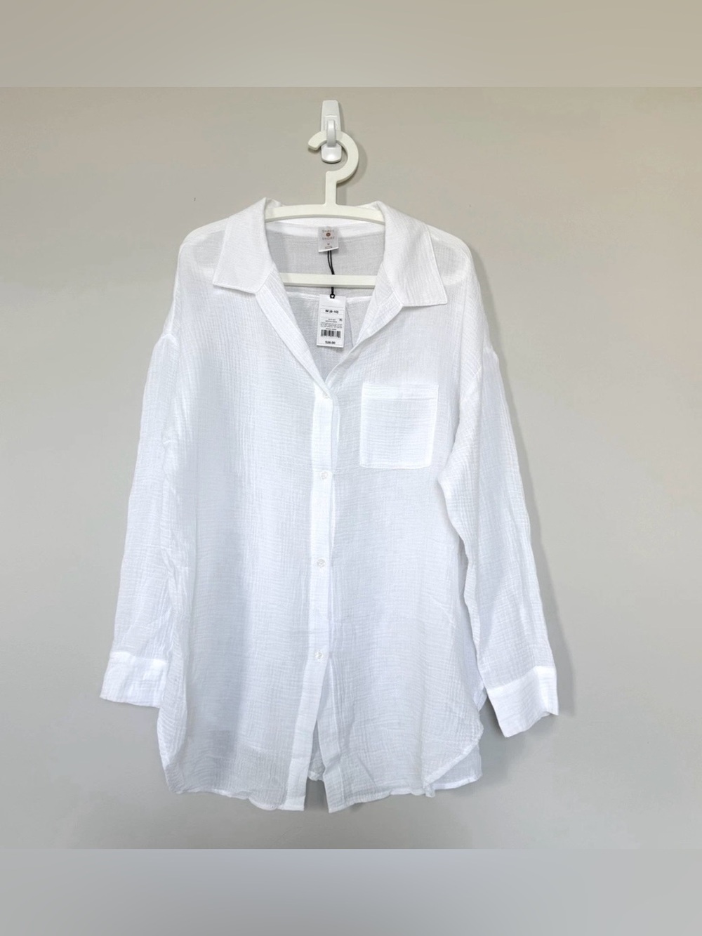 Shade & Shore Womens Gauze Cover Up Shirt Dress Size Medium White Sheer Long NWT - Picture 4 of 10